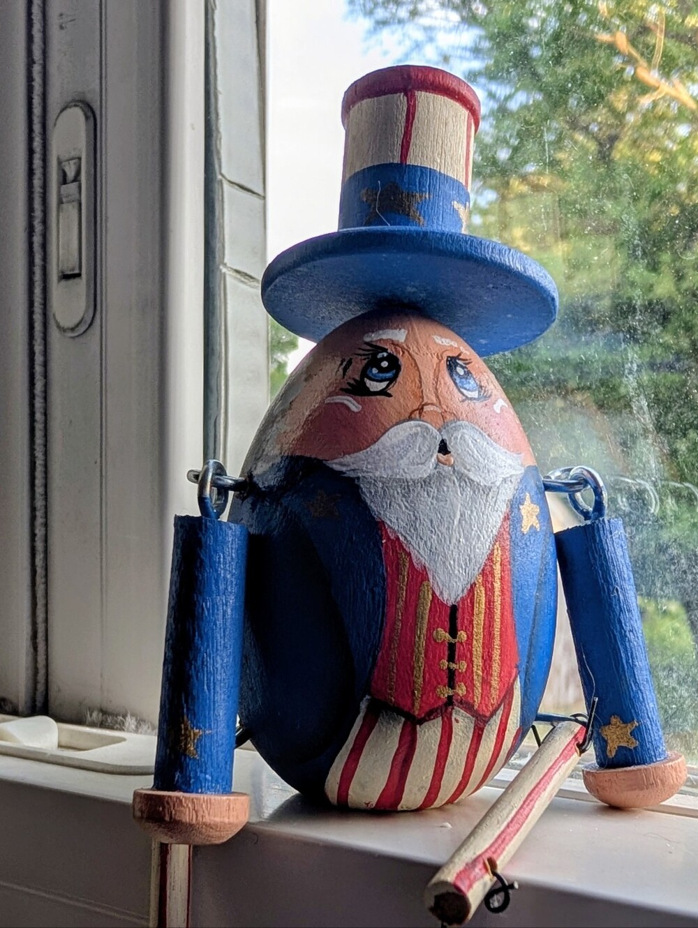 Americana 2002 Uncle Sam Egg Shelf Sitter Whimsical Wooden Folk Art Collectible - Picture 2 of 6